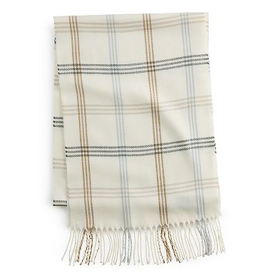 Women's Softer Than Cashmere White Classic Plaid Scarf