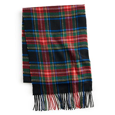 Women's Softer Than Cashmere Navy Classic Plaid Scarf