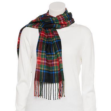 Women's Softer Than Cashmere Navy Classic Plaid Scarf