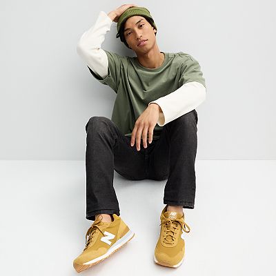 Men's Hollywood Long Sleeve Oversized Mock Two-Fer Tee