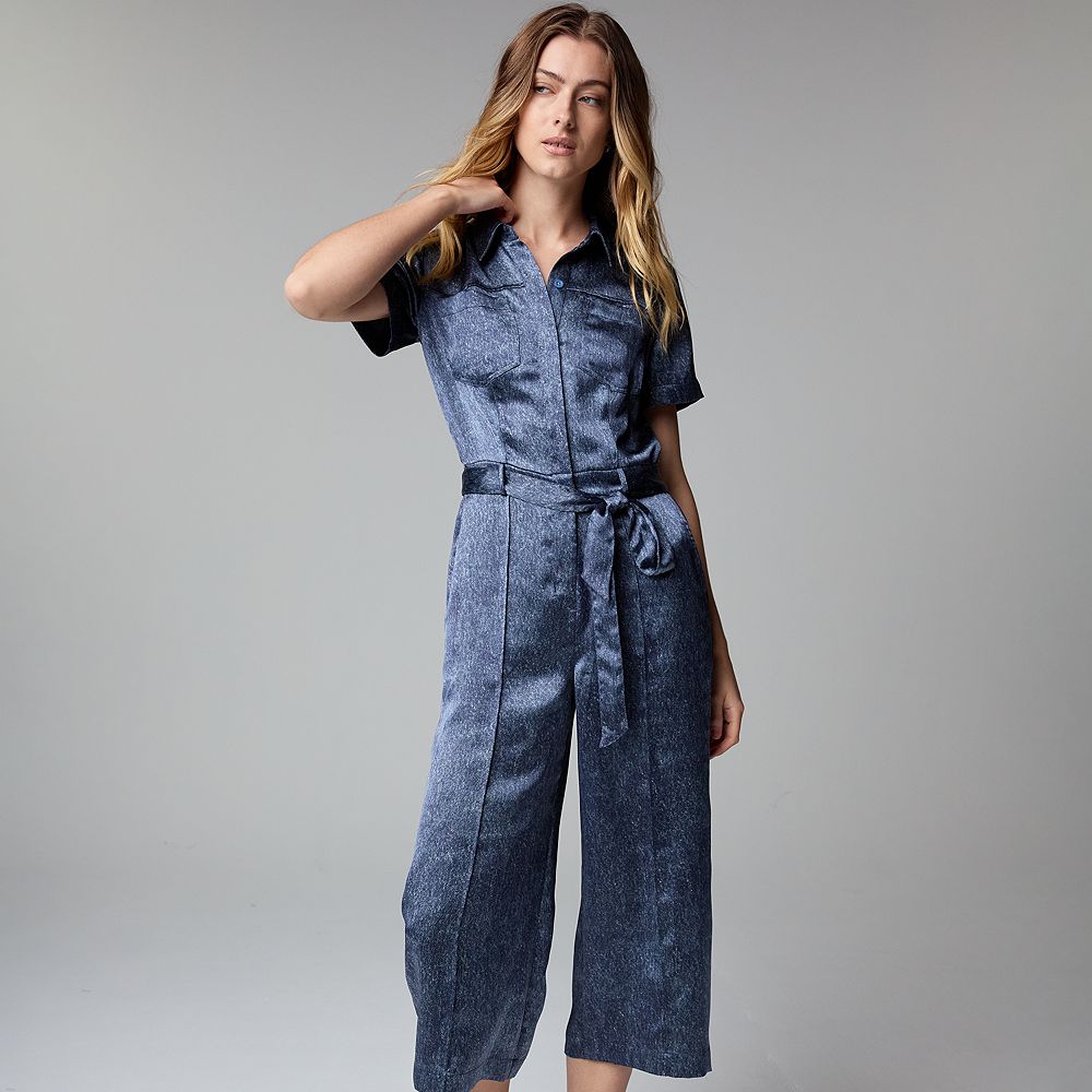 Women's Simply Vera Vera Wang Satin Denim Jumpsuit