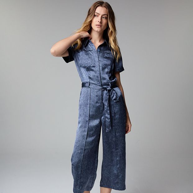 Women s Simply Vera Vera Wang Satin Denim Jumpsuit