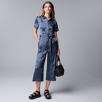 Women's Simply Vera Vera Wang Satin Denim Jumpsuit