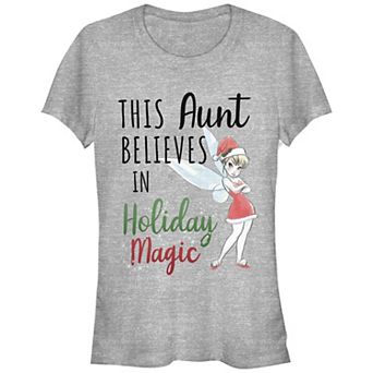 Disney's Tinker Bell This Aunt Believes In Holiday Magic Women's Fitted Graphic Tee