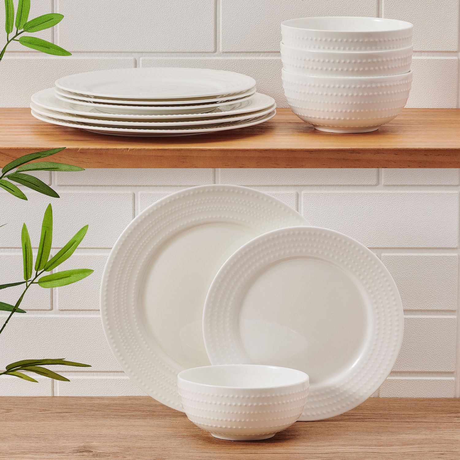 Mikasa Abigail 12-Piece Bone China Dinnerware Set - Chip Resistant, Service For 4, White - View #8