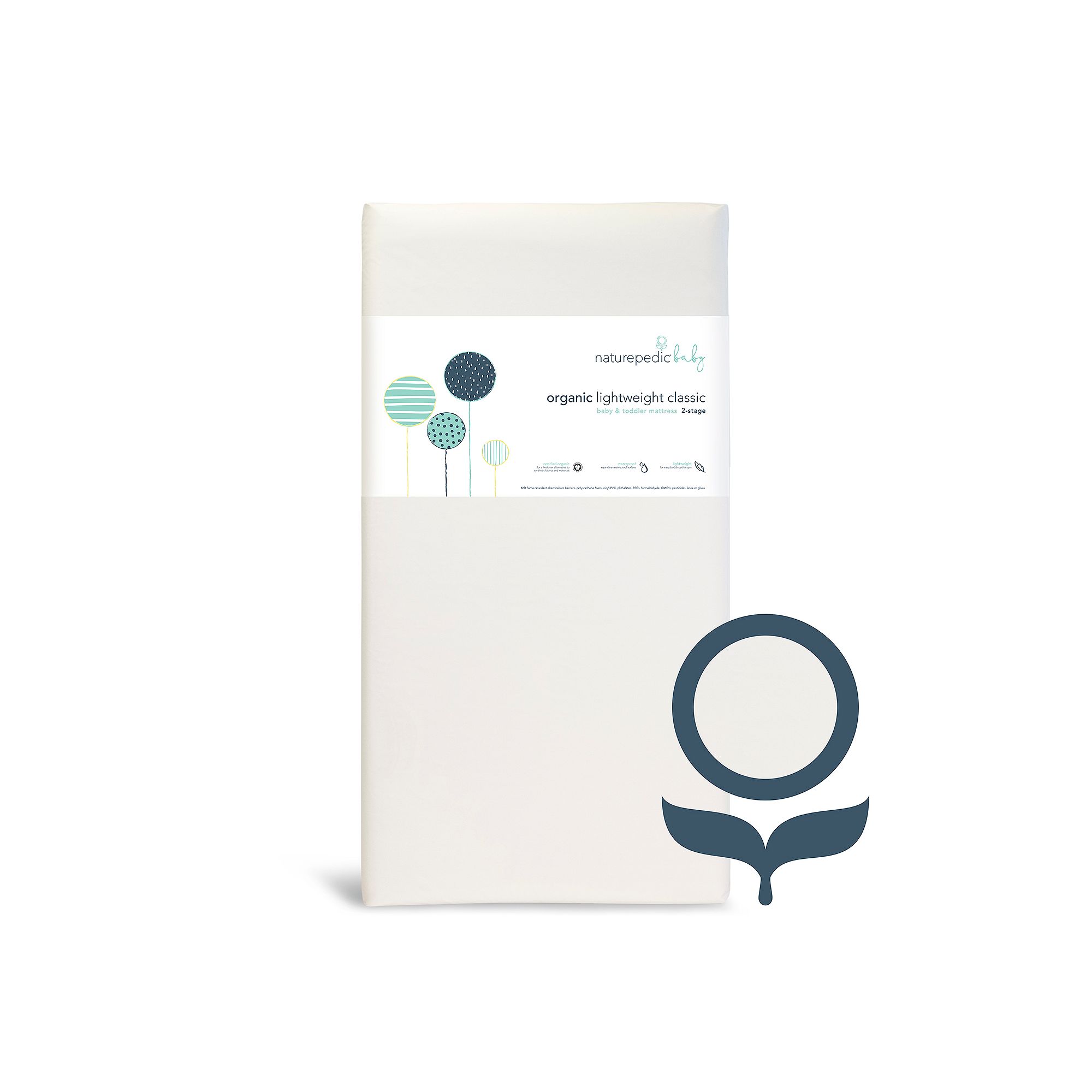 Naturepedic Classic Organic Lightweight 2-Stage Crib Mattress, White