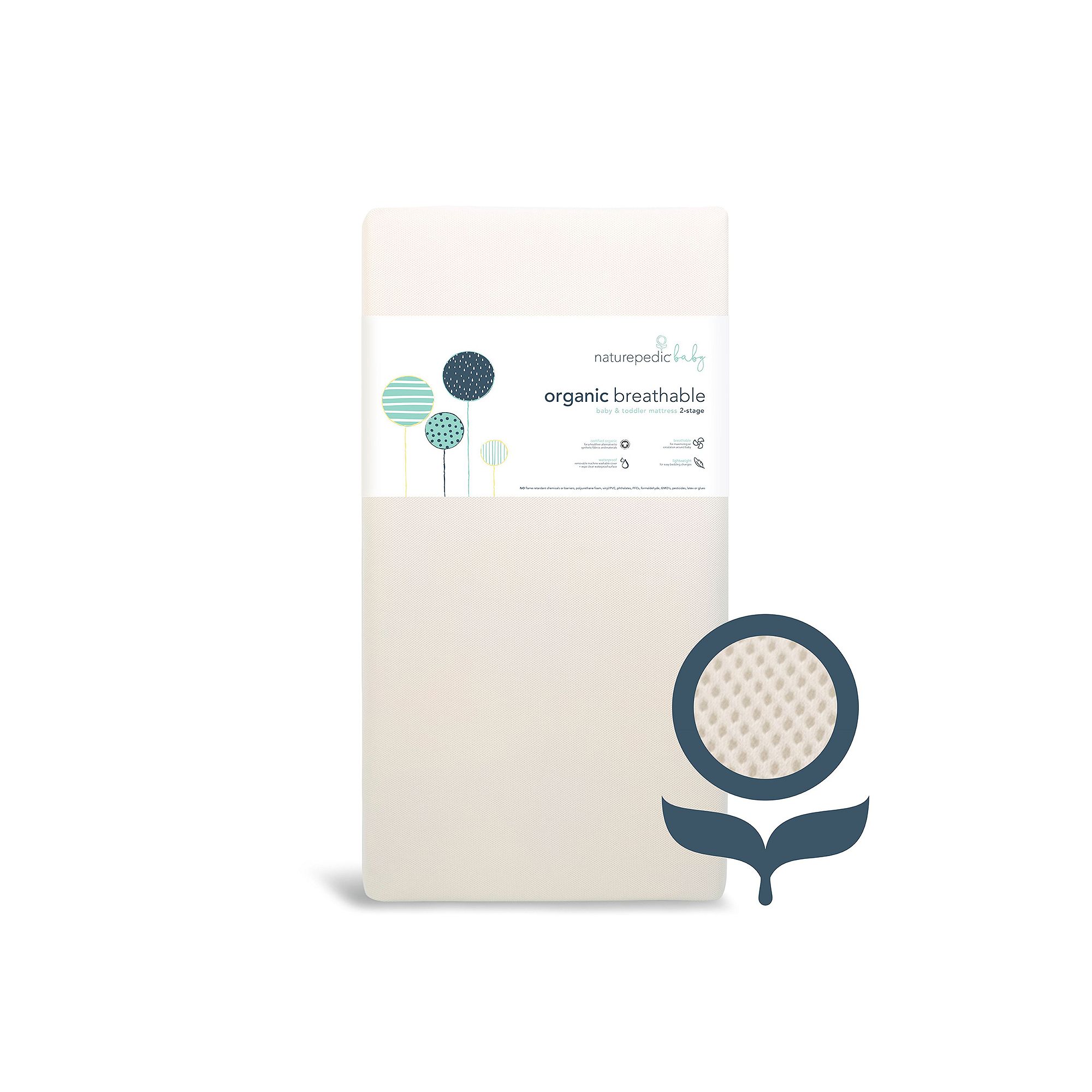 Naturepedic Organic Breathable Baby Crib Mattress, Natural