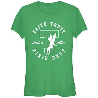 Disney's Tinker Bell Juniors' Faith Trust And A Little Pixie Dust Stamp Graphic Tee