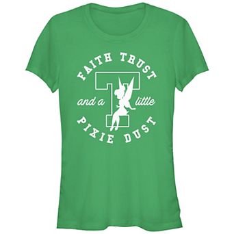 Disney's Tinker Bell Juniors' Faith Trust And A Little Pixie Dust Stamp Graphic Tee