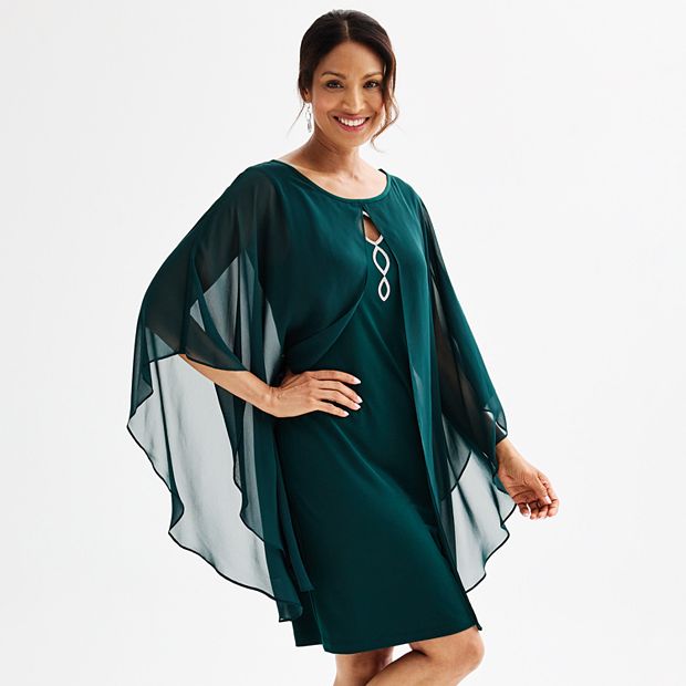 Women s Connected Apparel Chiffon Overlay Dress