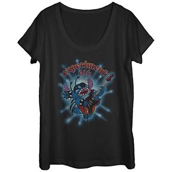 Disney's Lilo & Stitch Juniors' Rocker Stitch Scoop Neck Graphic Tee