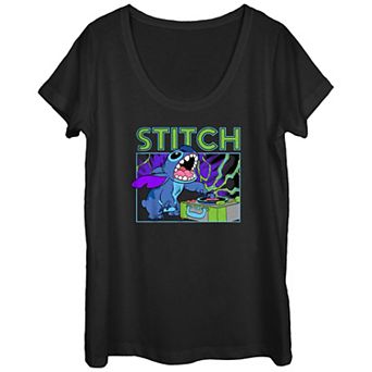 Disney's Lilo & Stitch Juniors' DJ Stitch Scoop Neck Graphic Tee