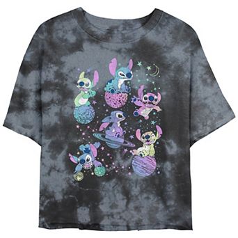 Disney's Lilo & Stitch Juniors' Planetary Stitch Cropped Graphic Tee