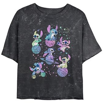 Disney's Lilo & Stitch Juniors' Planetary Stitch Cropped Graphic Tee