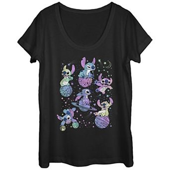 Disney's Lilo & Stitch Juniors' Planetary Stitch Scoop Neck Graphic Tee