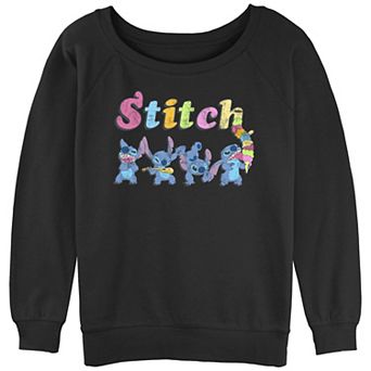 Disney's Lilo & Stitch Juniors' Wacky Moods Stitch Slouchy Terry Graphic Pullover
