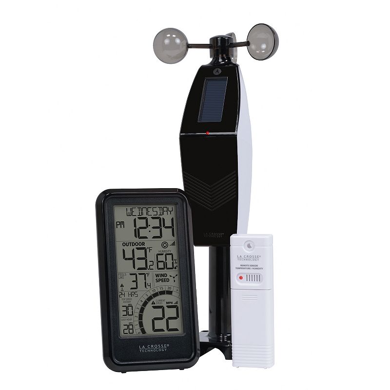 La Crosse Technology Monochromatic Digital Wind Speed Weather Station, Black