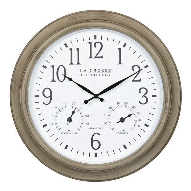 La Crosse Technology 18-in. Indoor/Outdoor Taupe Atomic Analog