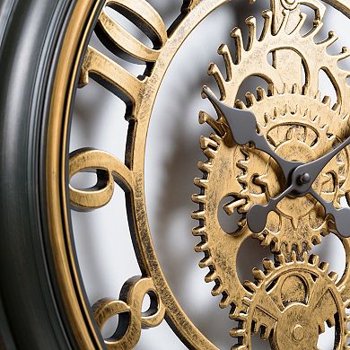 La Crosse Technology Clock 20-in. Bronze Antiqued Gears Quartz Analog Wall Clock