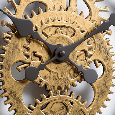 La Crosse Technology Clock 20-in. Bronze Antiqued Gears Quartz Analog Wall Clock