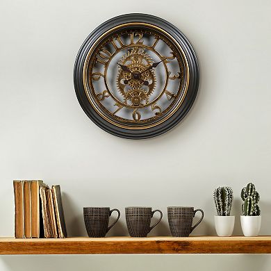 La Crosse Technology Clock 20-in. Bronze Antiqued Gears Quartz Analog Wall Clock