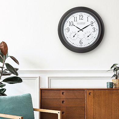 La Crosse Technology 18-in. Indoor/Outdoor Brown Atomic Analog Clock with Temperature and Humidity