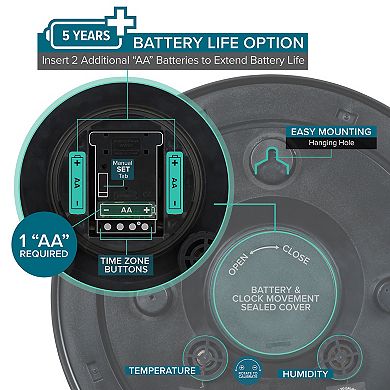 La Crosse Technology 18-in. Indoor/Outdoor Brown Atomic Analog Clock with Temperature and Humidity