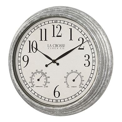 La Crosse Technology 14-in. Silas Indoor/Outdoor Galvanized Quartz Analog Wall Clock