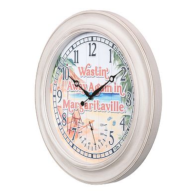 La Crosse Technology 26.2-in. Indoor / Outdoor Whitewash Quartz Clock with Temperature