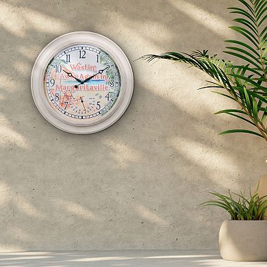 La Crosse Technology 26.2-in. Indoor / Outdoor Whitewash Quartz Clock with Temperature