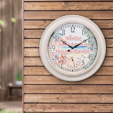 La Crosse Technology 26.2-in. Indoor / Outdoor Whitewash Quartz Clock with Temperature