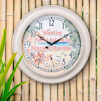 La Crosse Technology 26.2-in. Indoor / Outdoor Whitewash Quartz Clock with Temperature