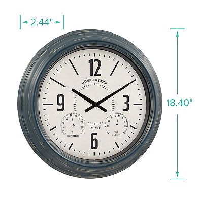 La Crosse Technology 18.40-in. Hamilton Indoor/Outdoor Blue Metal Quartz Analog Clock