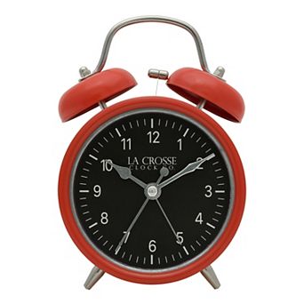 La Crosse Technology Red Twin Bell Quartz Alarm Clock