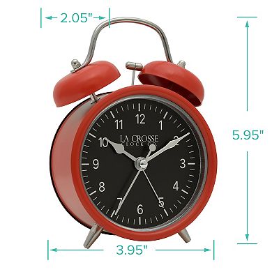 La Crosse Technology Red Twin Bell Quartz Alarm Clock