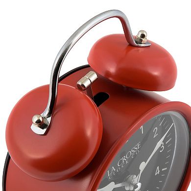 La Crosse Technology Red Twin Bell Quartz Alarm Clock