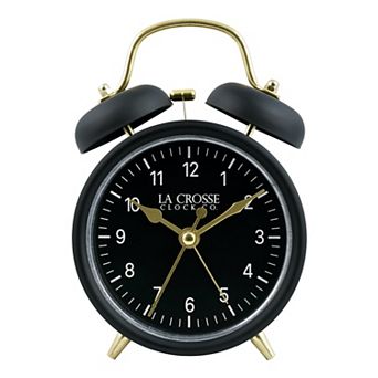 La Crosse Technology Black Twin Bell Quartz Alarm Clock