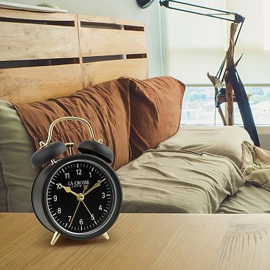 La Crosse Technology Black Twin Bell Quartz Alarm Clock