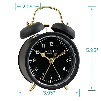 La Crosse Technology Black Twin Bell Quartz Alarm Clock