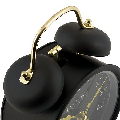 La Crosse Technology Black Twin Bell Quartz Alarm Clock