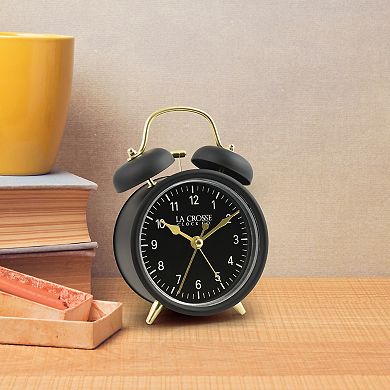 La Crosse Technology Black Twin Bell Quartz Alarm Clock