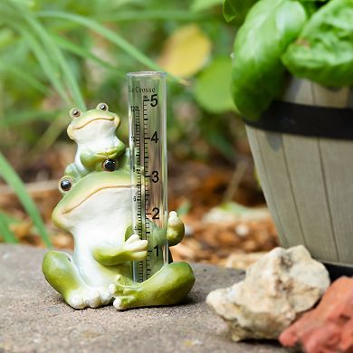 La Crosse Technology 5-in. Table standing Polyresin Frog Rain Gauge