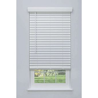 Linen Avenue Cordless Faux Wood Blind White Partial Inside Mount 36 Height