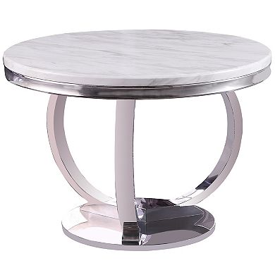 Best Master Furniture Layla 5-piece Modern Faux Marble Round Dining Set