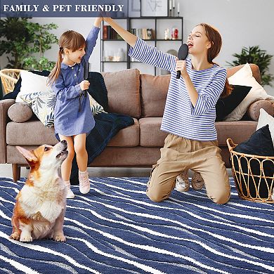 Garvee Indoor Modern Area Rug Weave Pattern Soft Shaggy Floor Carpet