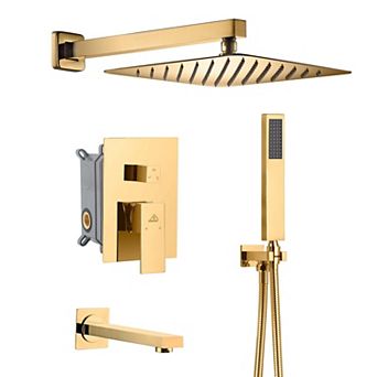 10" Luxury Dual Rainfall Shower System Kit With Bathtub Spout