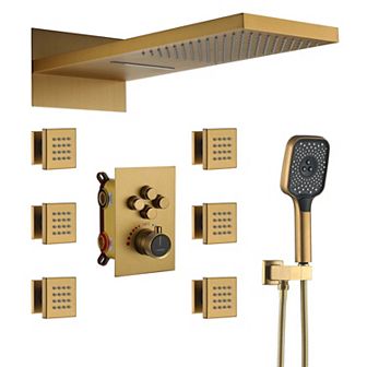 22" Wall Mounted Shower System Set 6 Body Jets & Handheld Spray