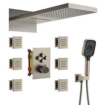 22" Wall Mounted Shower System Set 6 Body Jets & Handheld Spray