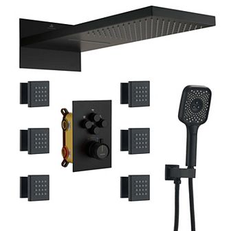 22" Wall Mounted Shower System Set 6 Body Jets & Handheld Spray