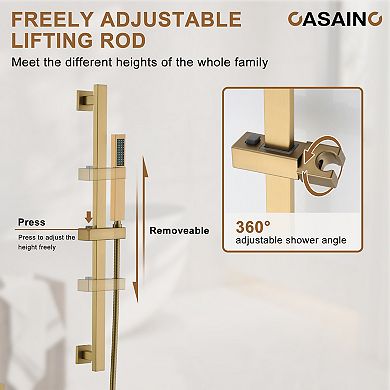 4 Function Single Handle 1-spray Thermostatic Shower Faucet 1.8 Gpm & Body Spray
